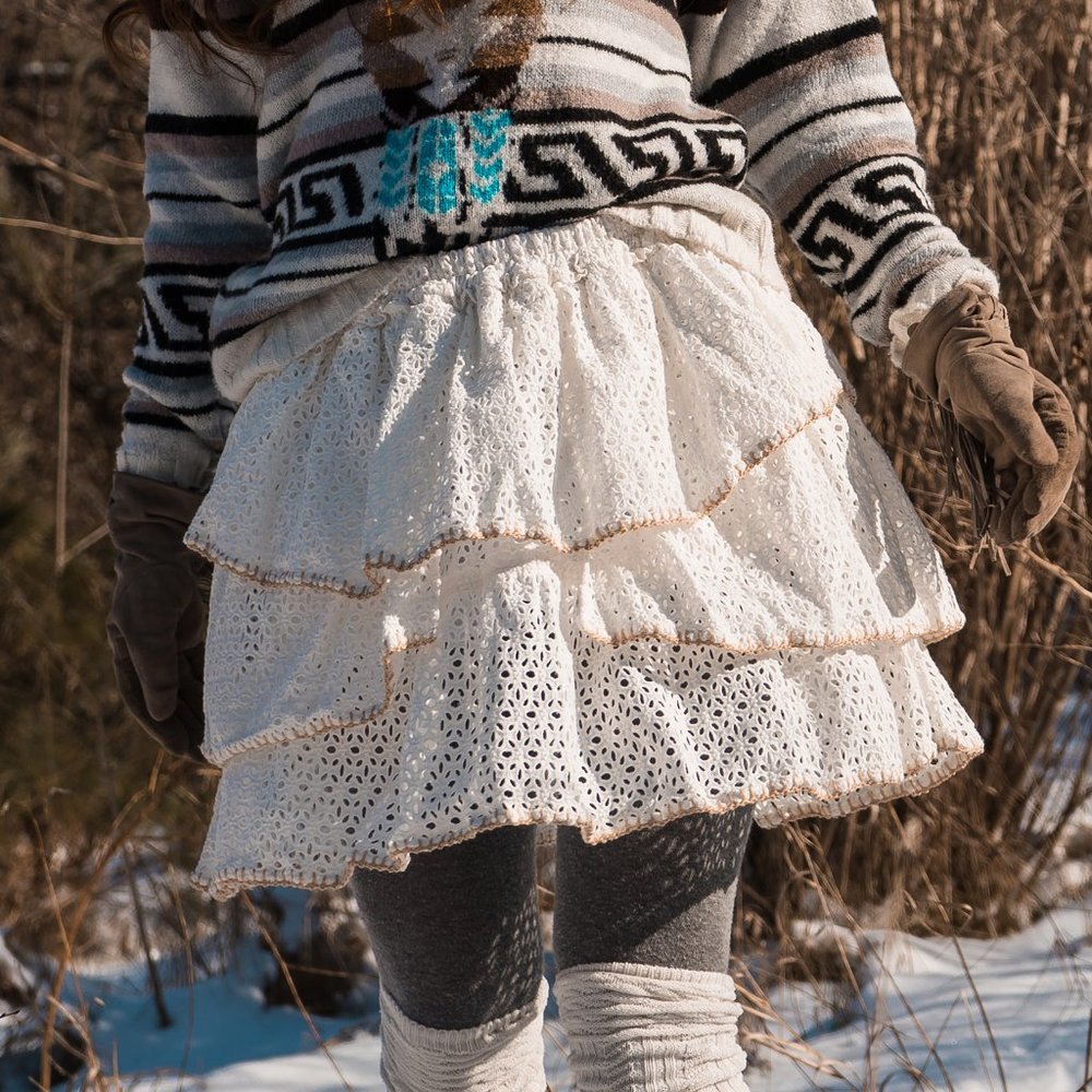 White Ruffle Eyelet Skirt